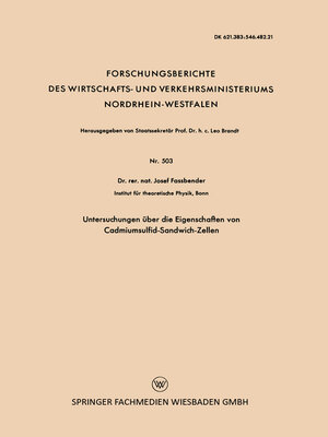 cover image of Untersuchungen über die Eigenschaften von Cadmiumsulfid-Sandwich-Zellen